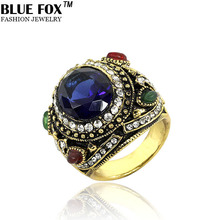 New Design 2014 Vintage Luxury Perfect Navy Blue Zircon Engagement Big Rings For Women Big Gift BF-0-6