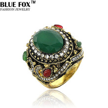New Design 2014 Vintage Luxury Perfect Navy Blue Zircon Engagement Big Rings For Women Big Gift