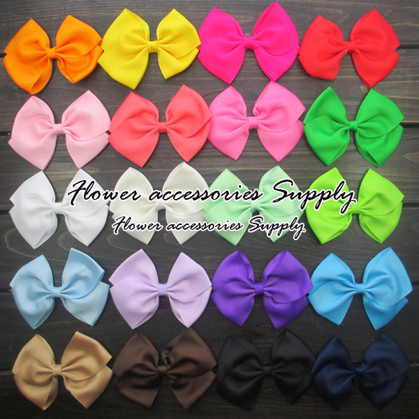 Free Shipping20pcs lot 5 Grosgrain Hair Ribbon Bow WITHOUT Clip Baby Boutique Bows For Baby Girls