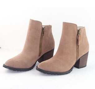 Designer 2014 Genuine Leather Women Boots Winter High Heels Martin Ankle Heel Boots Snow Warm Mortcycle