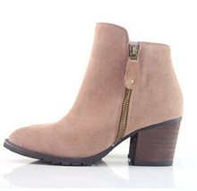 Designer 2014 Genuine Leather Women Boots Winter High Heels Martin Ankle Heel Boots Snow Warm Mortcycle