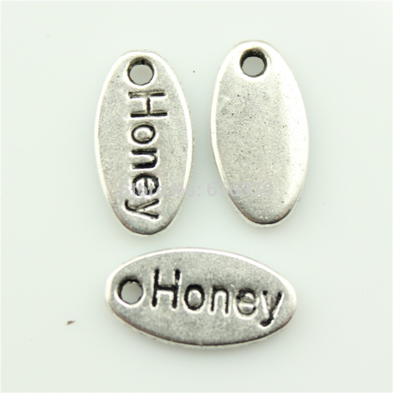 free shipping 100pcs 14 7mm antique silver honey pendant charms jewelry findings 