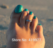 Women Lady Elegant Adjustable Antique Silver Metal Toe Ring Foot Beach Jewelry Free Shipping