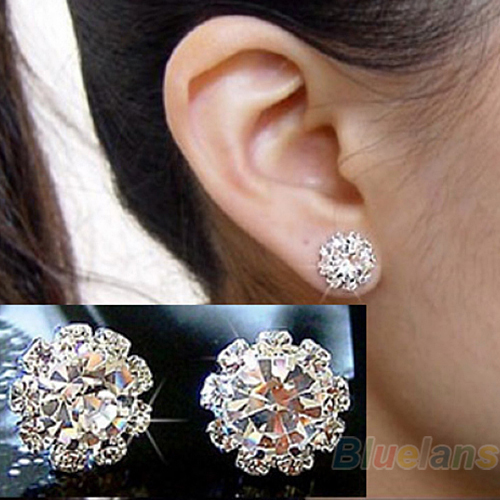 Fashion earrings for women spherical Flower Crystal Stud Earrings 03BW