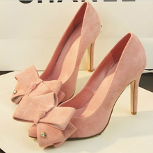 2014 10 cm Vintage Green Black Pumps High heeled Platform Party Wedding Bow Shoes 4 Colors Size 35-40