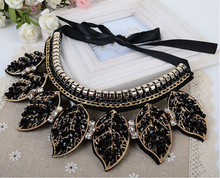 Free shipping 2014 new fashion jewelry accessories punk Metal leaves crystal false collar necklace wholesale Dickie