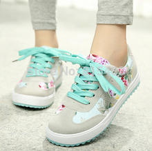 2014 summer women low canvas sneakers floral print sports running shoes casual sweat lady flats shoes women brand Big yards X50