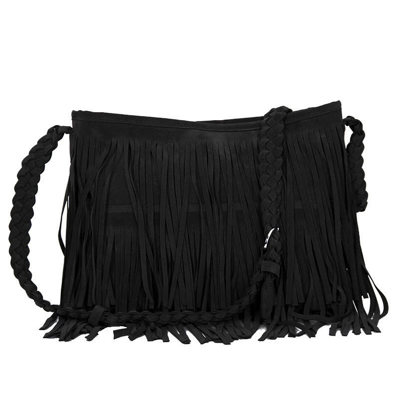 Fringe Faux Leather Shoulder Messenger Cross Body Bag Handbag ...