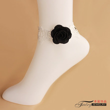 Hot Korean version of white roses lace black female foot ring anklet jewelry manufacturers accusing J015