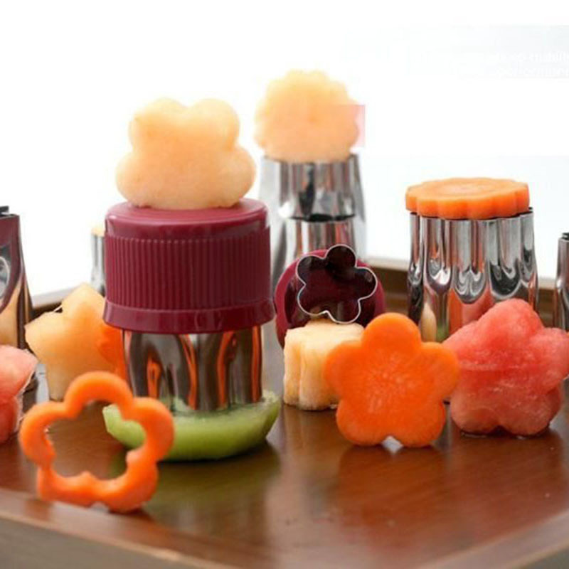 8pcs Stainless Steel Flower Shape Rice Vegetable Fruit Cutter Mold Slicer S~q