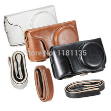 PU Leather Camera Case Protective Cover Bag Three Color for Samsung Galaxy EK-GC200 GC200 With Shoulder Strap Free Shipping