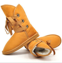 Hot 2014 Winter Wholesale Snow Boots Plush Boots Cotton Boots Straps women Mid Calf Round Flat