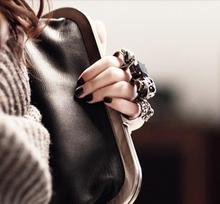 2014 new European and American women bag Korean version of the retro skull ring clutch bag
