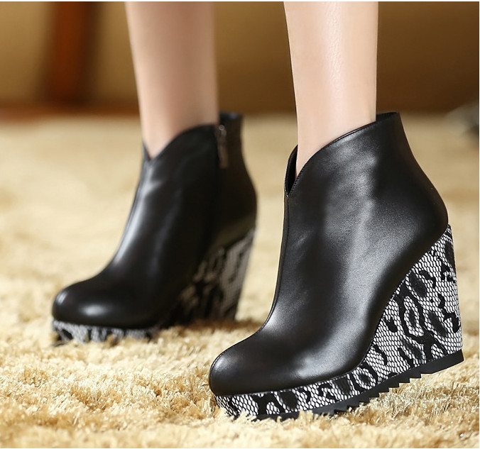 Hot Size 34 39 autumn winter fashion women plush ankle boots women genuine leather boots platform
