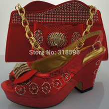 Free Shipping Fashion woman italian matching shoes and bags set,party Italian shoe and bag set with rhinestone
