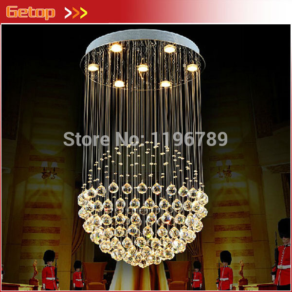 Whole Modern K9 Crystal Chandeliers Rectangular Led Restaurant Modern Led Crystal Chandelier Living Room Bedroom Lamp Creative Restaurant K9 Cystal Hanging Wire Ball