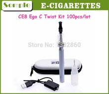 Wholesale E Cigarette CE8 Atomizer Ego C Twist Battery Quit Smoking E-Cigarette Kits Ego CE8 Kits With Case 100pcs/lot Free DHL