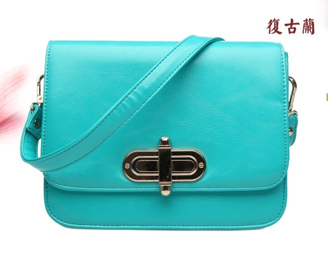 woman bag Rotating big lockbutton nostalgic vintage one shoulder cross body dual