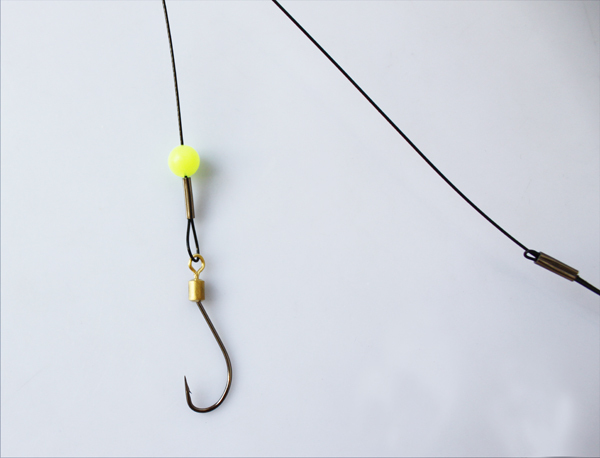 Hot Selling 2014 New Balck Stainless Steel Fishing Rigs Wire Leader 5 Swivel String Hook anti