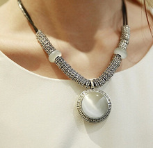 Long Necklace Opal Pendants Necklaces 2014 Fashion Necklaces For Woman Jewelry Vintage Antique Necklace With Double Cord DFX-511