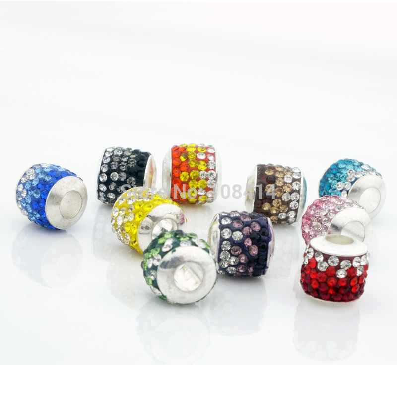10PCS Lot 11 11mm Big Hole Round European Gradient Rhinestone Charms Beads Fit for Fashion Bracelet