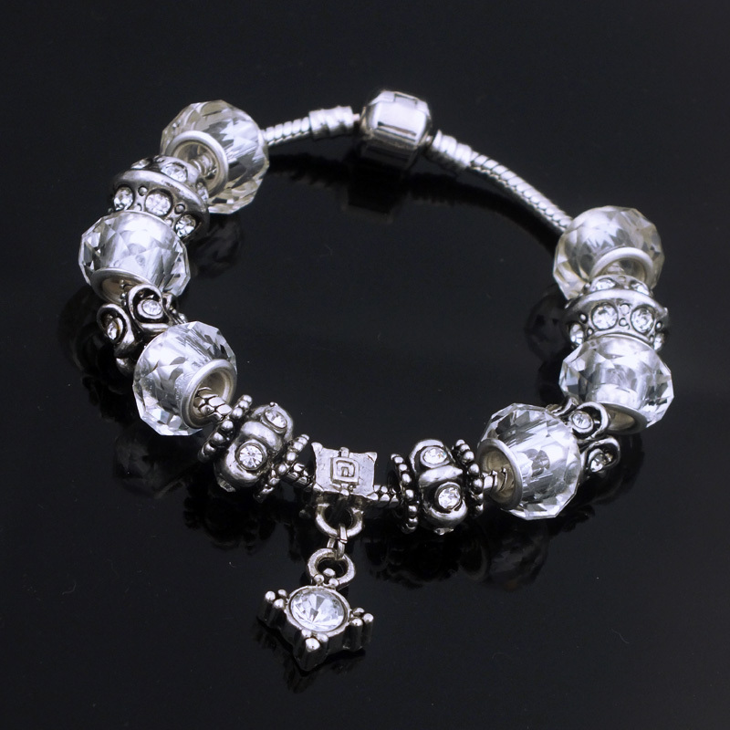 DIY Handmade Women s White Color Snake Chain Charms Bracelet Bangle Jewelry Fit with European Pandora