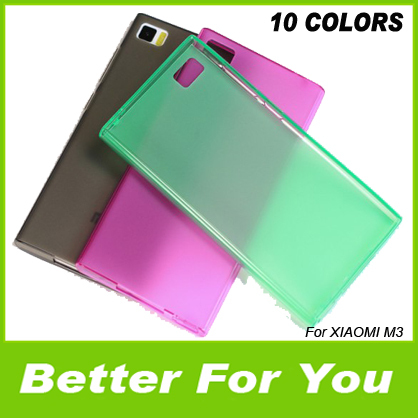 200pcs l 2014 New TPU Soft Silicon Case For Xiaomi Mi3 M3 Transparent Matte GEL For