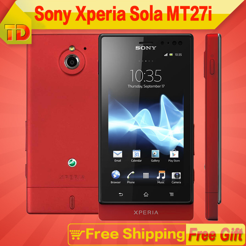 MT27i Original cell phone Sony Xperia sola MT27i unlocked Dual core 3 7 5MP GSM Sony