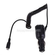 Black Rapid Micro USB Car Charger for Samsung Smartphones Stretch Coil Cord H1E1