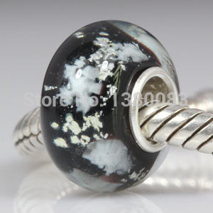 2PCS Lot 925 Sterling Silver Romantic Snow Murano Beads fit Pandora Style Charms Bracelets Jewelry
