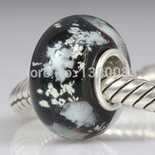 2PCS/Lot !  925 Sterling Silver Romantic Snow Murano Beads fit Pandora Style Charms Bracelets Jewelry