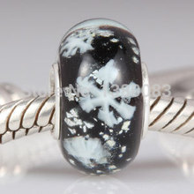 2PCS Lot 925 Sterling Silver Romantic Snow Murano Beads fit Pandora Style Charms Bracelets Jewelry