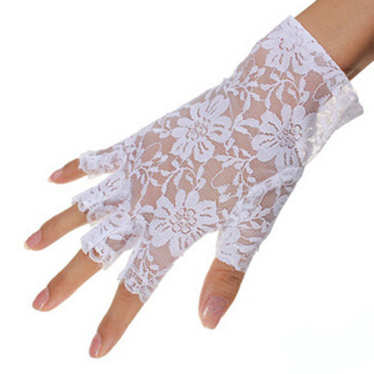 PY Womens Goth Party Sexy Dressy Lace Evening Gloves Mittens Fingerless Whi PY Womens Goth Party Sexy Dressy Lace Evening Gloves Mittens Fingerless Whi