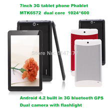 7 inch Tablet PC 3G Phablet GSM/WCDMA MTK6572 Dual Core 4GB Android 4.2 Dual SIM Camera Flash Light GPS Phone Call WIFI Tablet