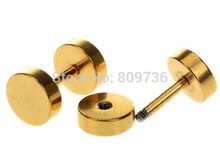A Pair of 2Pcs Mens Barbell Punk Gothic 6 14mm Stainless Steel Ear Studs Fake Ear