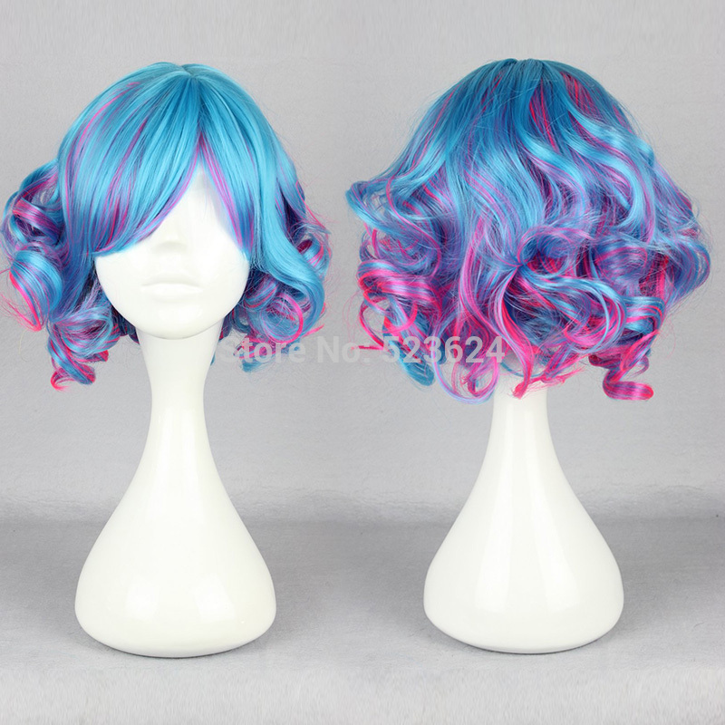 Lolita style Fashion Cosplay wig pink blue color mixed Ombre wig ...  width=