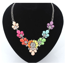 Satr Jewelry 2014 New Design High Quality 3 Colors Jc Crystal Flower Statement Collar Necklace For Waman Necklaces & Pendants