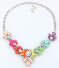 Satr Jewelry 2014 New Design High Quality 3 Colors Jc Crystal Flower Statement Collar Necklace For