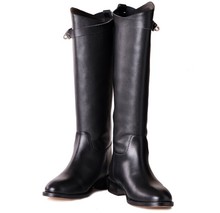 Brand Designer Sliver Metal Buckle Knee High Genuine Leather Women Autumn Winter Flats Tall Martin Knight