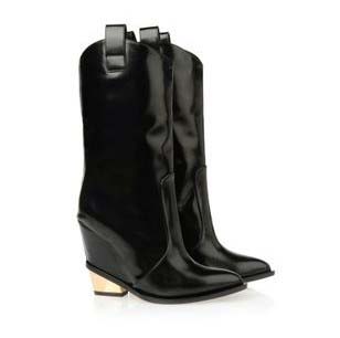 2014 autumn women brand designer punk boots black sheepskin wedges genuine leather boots height increasing shoes