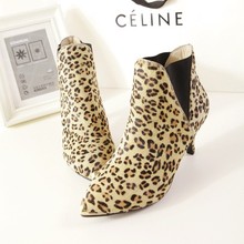 Fashion brand designer 2014 women horsehair pointed toe thin heels boots genuine leather ankle boots size