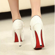 Women Shoes Zip Real Fashion Pumps High Heels Free Shipping 2014 Autumn New Waterproof Taiwan Fine