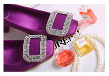 Rhinestone Fashion Ladies Square Toe Pink Square Heels Bridal V Wedding Shoes For Women High Purple