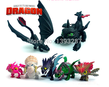 Горячая распродажа 2014 как приручить дракона 2 PVC фигурки игрушка кукла, Ночь ярость беззубый дракон / opp пакет 7 шт./лот