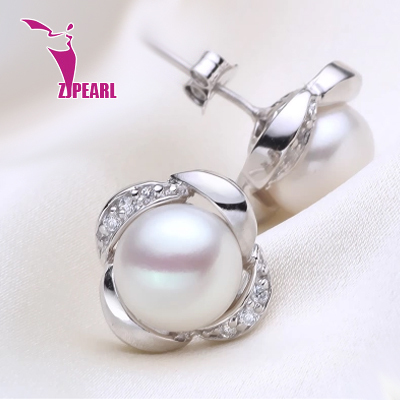 ZJPEARL fashion grace new ANGEL TEARS Natural Pearl Earrings 8 to 9 Cultured Freshwater Pearls with