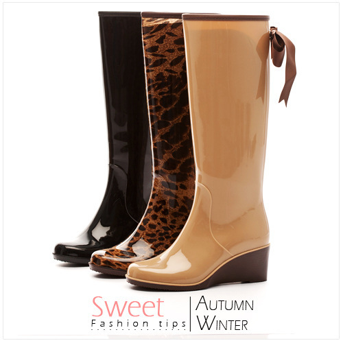 2014 New Fashion Rain Boots Waterproof Wedges High Barrel Women Rain Boots Women s Water Shoes