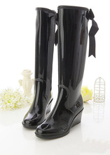 2014 New Fashion Rain Boots Waterproof Wedges High Barrel Women Rain Boots Women s Water Shoes