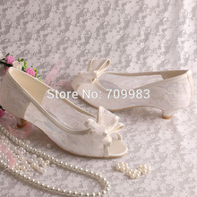  15 Colors Custom Color and Heel European Sping Women Lace Shoes Bride Wedding Low Heel