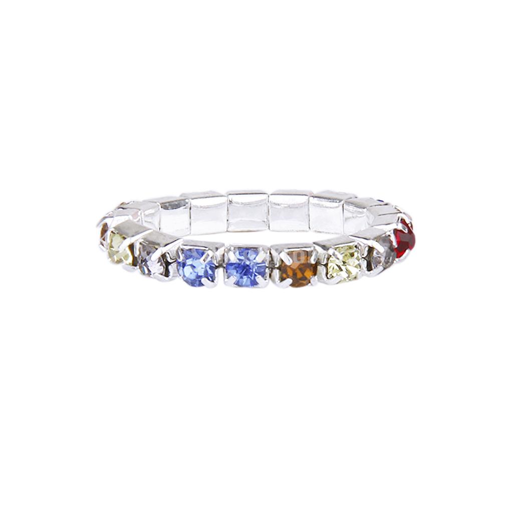 New 2014 Brand New Elastic Single Row Multicolor Crystal Rhinestone Toe Ring Bridal Jewelry 3mm Free