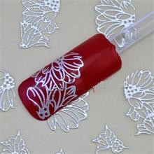 2014 New Designer women s Silver adhesive Nail Art Stickers Decals fingernails decoration free shipping